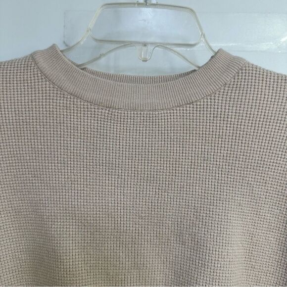Sage & Stone XS Oversize Stretchy Cropped Tan Crew Neck Lightweight Sweater - Picture 2 of 7